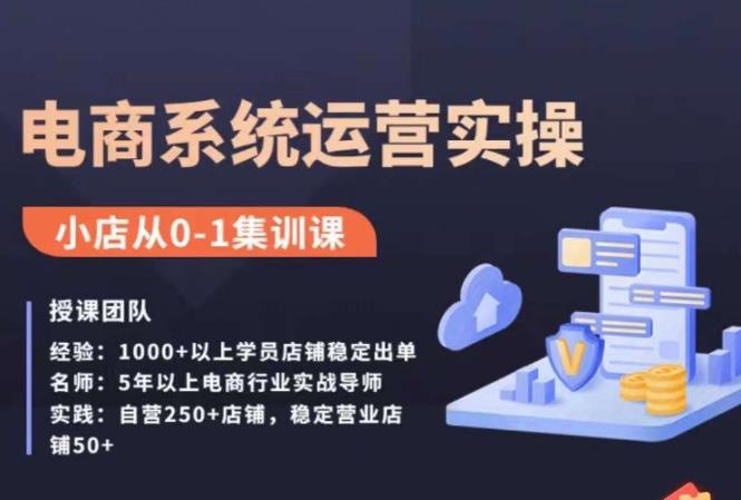 抖店精细化运营全案课,抖音小店从0-1集训营,电商系统运营实操课-水滴知识网