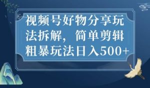 视频号好物分享玩法拆解,简单剪辑粗暴玩法日入500+【揭秘】-水滴知识网