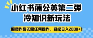 小红书蒲公英第二弹冷知识新玩法，照搬作品无需任何操作，轻松日入2000+【揭秘】-水滴知识网
