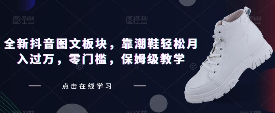 全新抖音图文板块,靠潮鞋轻松月入过万,零门槛,保姆级教学【揭秘】-水滴知识网