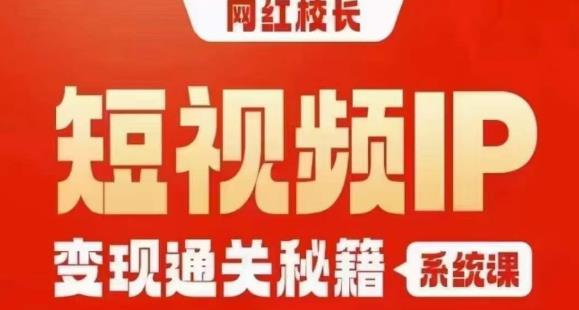 网红校长短视频IP变现通关秘籍｜系统课，产品篇，短视频篇，商业篇，私域篇，直播篇-水滴知识网