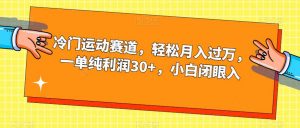 冷门运动赛道,轻松月入过万,一单纯利润30+,小白闭眼入【揭秘】-水滴知识网