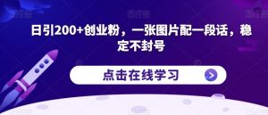 日引200+创业粉,一张图片配一段话,稳定不封号【揭秘】-水滴知识网