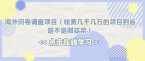 海外问卷调查项目（收费几千几万的项目到底是不是割韭菜）【揭秘】-水滴知识网