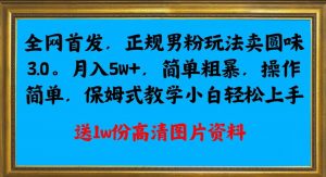 全网首发正规男粉玩法卖圆味3.0,月入5W+,简单粗暴,操作简单,保姆式教学,小白轻松上手-水滴知识网