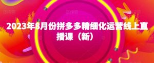 2023年8月份拼多多精细化运营线上直播课（新）-水滴知识网