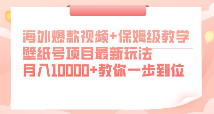 海外爆款视频+保姆级教学，壁纸号项目最新玩法，月入10000+教你一步到位【揭秘】-水滴知识网