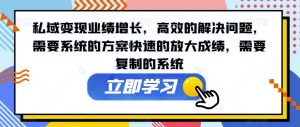 私域变现业绩增长,高效的解决问题,需要系统的方案快速的放大成绩,需要复制的系统-水滴知识网