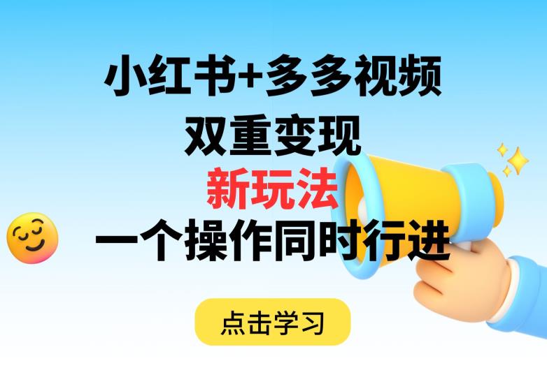 多多视频+小红书，双重变现新玩法，可同时进行【揭秘】-水滴知识网
