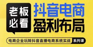 老板必看-抖音电商盈利布局，公开揭秘抖音电商全域布局打法-水滴知识网