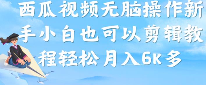 西瓜视频搞笑号，无脑操作新手小白也可月入6K-水滴知识网