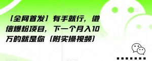 【全网首发】有手就行，微信爆粉项目，下一个月入10万的就是你（附实操视频）【揭秘】-水滴知识网