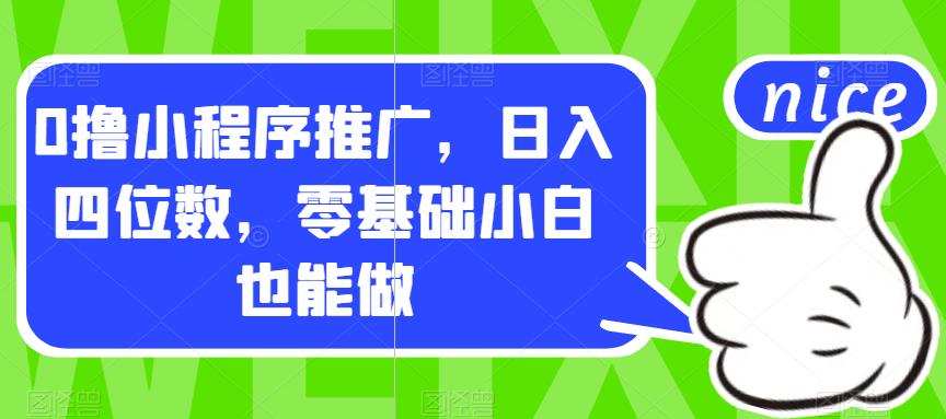 0撸小程序推广,日入四位数,零基础小白也能做【揭秘】-水滴知识网