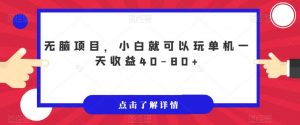 无脑项目,小白就可以玩单机一天收益40-80+【揭秘】-水滴知识网