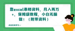 靠excel表格资料,月入两万+,保姆级教程,小白无脑做!(附带资料)【揭秘】-水滴知识网