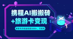 携程AI搬砖+旅游卡变现升级玩法,单号月收益保底5000+,可做矩阵号-水滴知识网