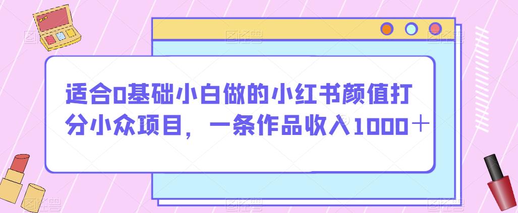 适合0基础小白做的小红书颜值打分小众项目，一条作品收入1000＋【揭秘】-水滴知识网