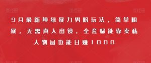 9月最新纯绿暴力男粉玩法,简单粗暴,无需真人出镜,全套赋能靠卖私人物品也能日赚1000-水滴知识网
