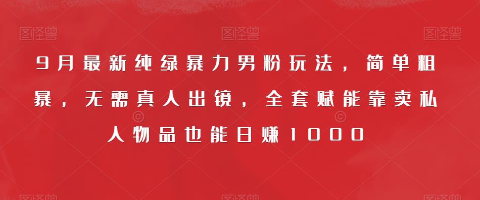 9月最新纯绿暴力男粉玩法,简单粗暴,无需真人出镜,全套赋能靠卖私人物品也能日赚1000-水滴知识网