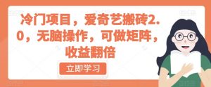 冷门项目,爱奇艺搬砖2.0,无脑操作,可做矩阵,收益翻倍【揭秘】-水滴知识网