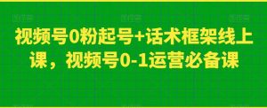 视频号0粉起号+话术框架线上课,视频号0-1运营必备课-水滴知识网