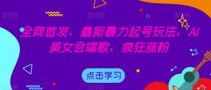 全网首发，最新暴力起号玩法，AI美女会唱歌，疯狂涨粉【揭秘】-水滴知识网
