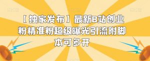 【独家发布】最新B站创业粉精准粉超级曝光引流附脚本可多开【揭秘】-水滴知识网