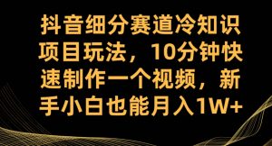 抖音细分赛道冷知识项目玩法,10分钟快速制作一个视频,新手小白也能月入1W+【揭秘】-水滴知识网