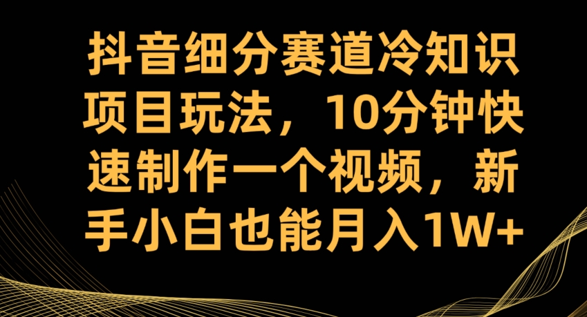 抖音细分赛道冷知识项目玩法，10分钟快速制作一个视频，新手小白也能月入1W+【揭秘】-水滴知识网