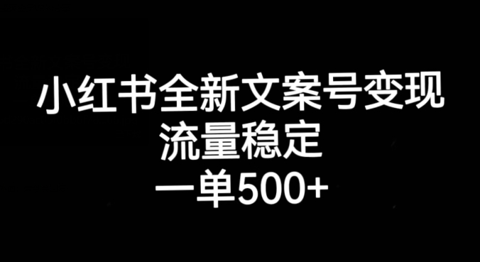 小红书全新文案号变现，流量稳定，一单收入500+-水滴知识网