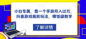 小白专属,靠一个手游月入过万,抖音游戏高阶玩法,喂饭级教学-水滴知识网
