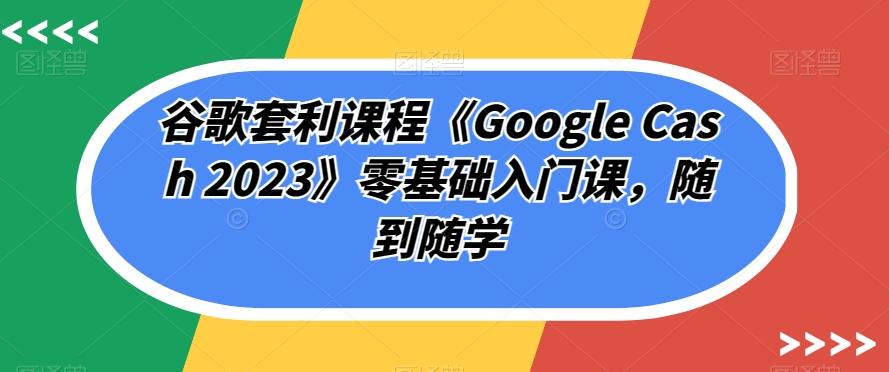 谷歌套利课程《Google Cash 2023》零基础入门课,随到随学-水滴知识网