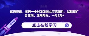 蓝海赛道,每天一小时发发美女写真图片,就能接广告变现,正规阳光,一月2万+【揭秘】-水滴知识网