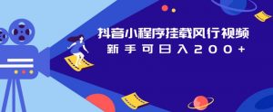 抖音小程序挂载风行视频,新手可日入200+-水滴知识网