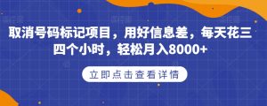 取消号码标记项目,用好信息差,每天花三四个小时,轻松月入8000+【揭秘】-水滴知识网