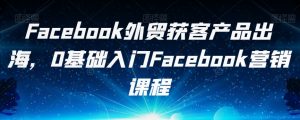 Facebook外贸获客产品出海,0基础入门Facebook营销课程-水滴知识网