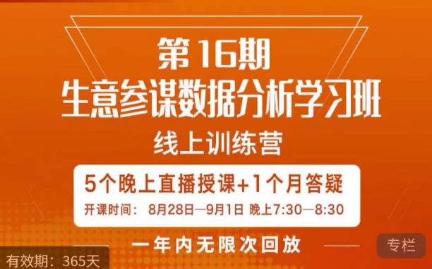 宁静·生意参谋数据分析学习班,解决商家4大痛点,学会分析数据,打造爆款!-水滴知识网