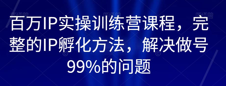 百万IP实操训练营课程,完整的IP孵化方法,解决做号99%的问题-水滴知识网