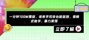 一分钟700W播放，进来学完你也能做到，保姆式教学，暴力变现【揭秘】-水滴知识网