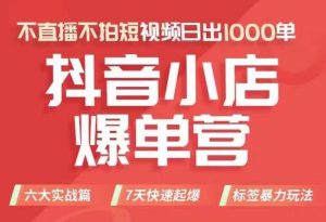 抖店商品卡运营班(8月份),从0-1学习抖音小店全部操作方法,不直播不拍短视频日出1000单-水滴知识网