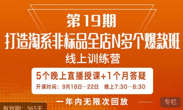 打造淘系非标全店N多个爆款线上课,5天直播课-水滴知识网
