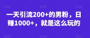 一天引流200+的男粉,日赚1000+,就是这么玩的【揭秘】-水滴知识网