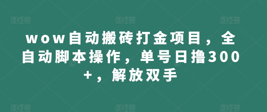 wow自动搬砖打金项目,全自动脚本操作,单号日撸300+,解放双手【揭秘】-水滴知识网