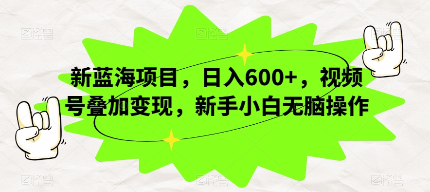 新蓝海项目,日入600+,视频号叠加变现,新手小白无脑操作【揭秘】-水滴知识网
