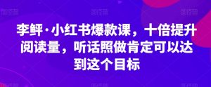 李鲆·小红书爆款课，十倍提升阅读量，听话照做肯定可以达到这个目标-水滴知识网