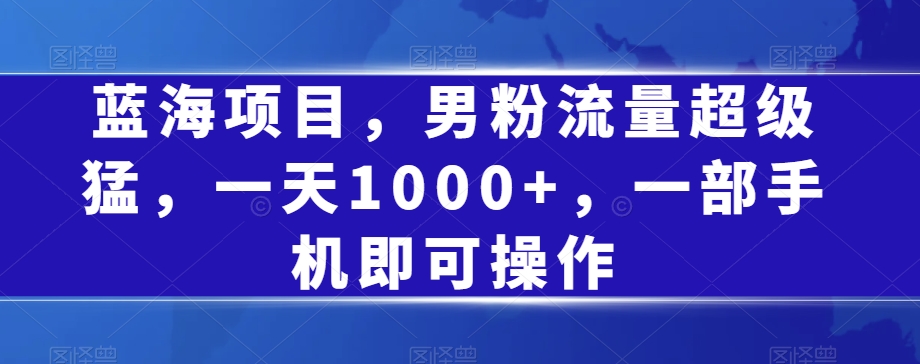 蓝海项目,男粉流量超级猛,一天1000+,一部手机即可操作【揭秘】-水滴知识网