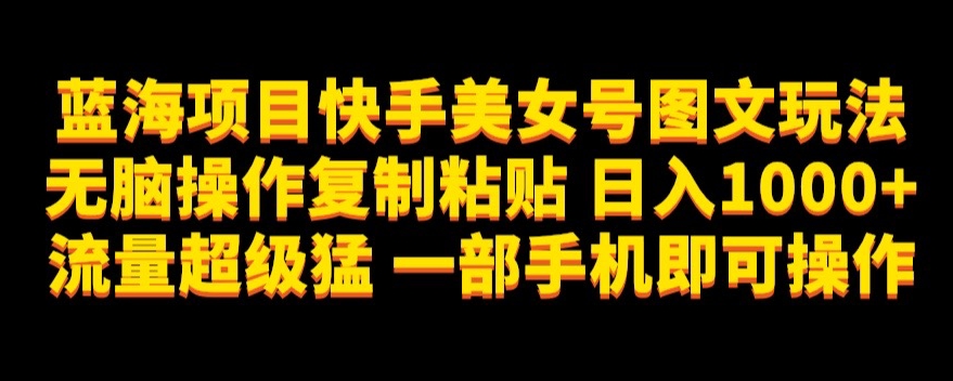 蓝海项目快手美女号图文玩法,无脑操作复制粘贴,日入1000+流量超级猛一部手机即可操作【揭秘】-水滴知识网
