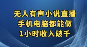 抖音无人有声小说直播，手机电脑都能做，1小时收入破千【揭秘】-水滴知识网