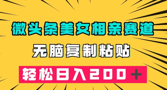 微头条冷门美女相亲赛道,无脑复制粘贴,轻松日入200+【揭秘】-水滴知识网