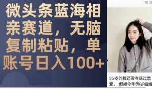 微头条蓝海相亲赛道,无脑复制粘贴,单账号日入100+-水滴知识网